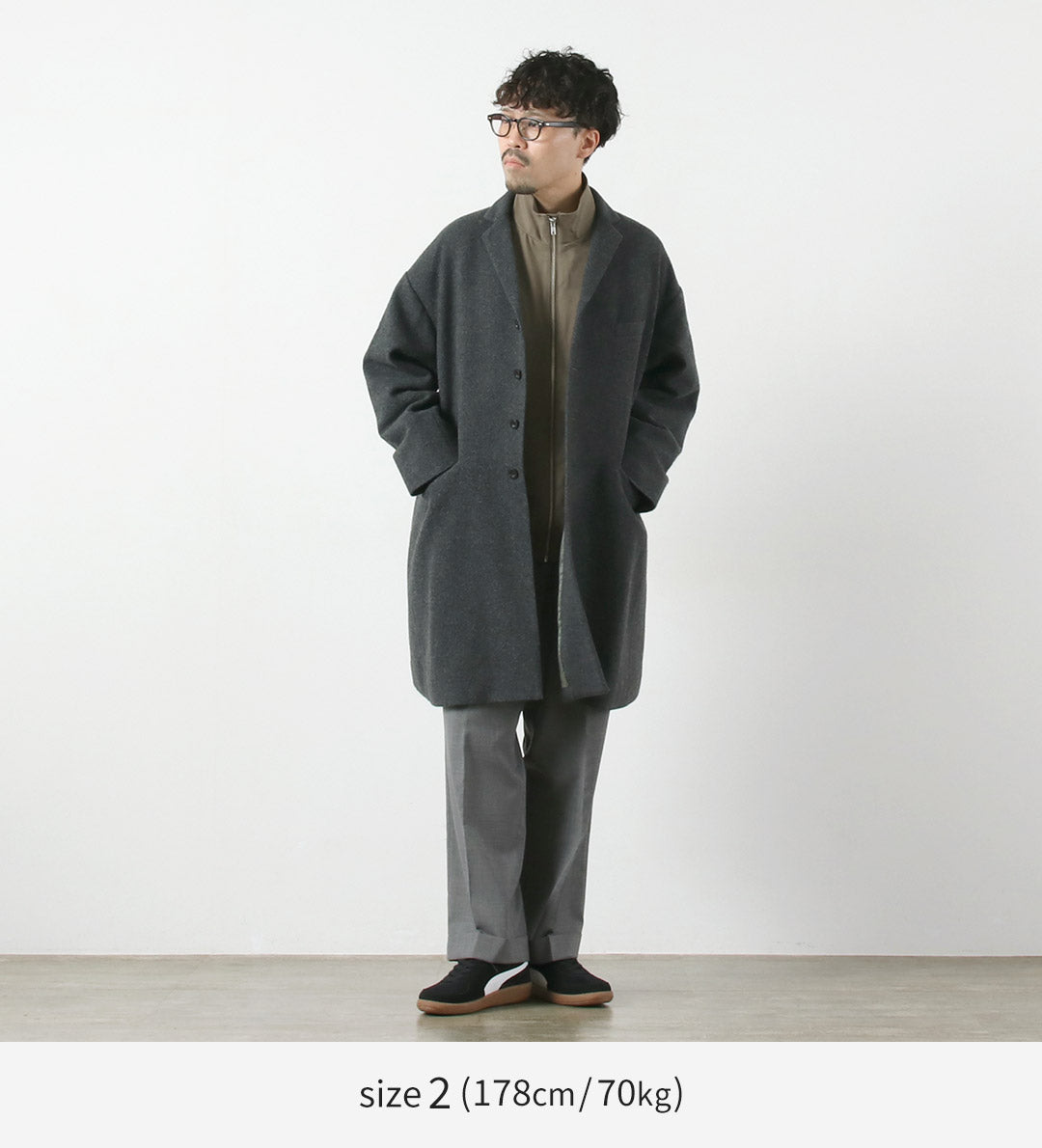 BASISBROEK / BALENN Wool-Nylon Flannel Chester Coat