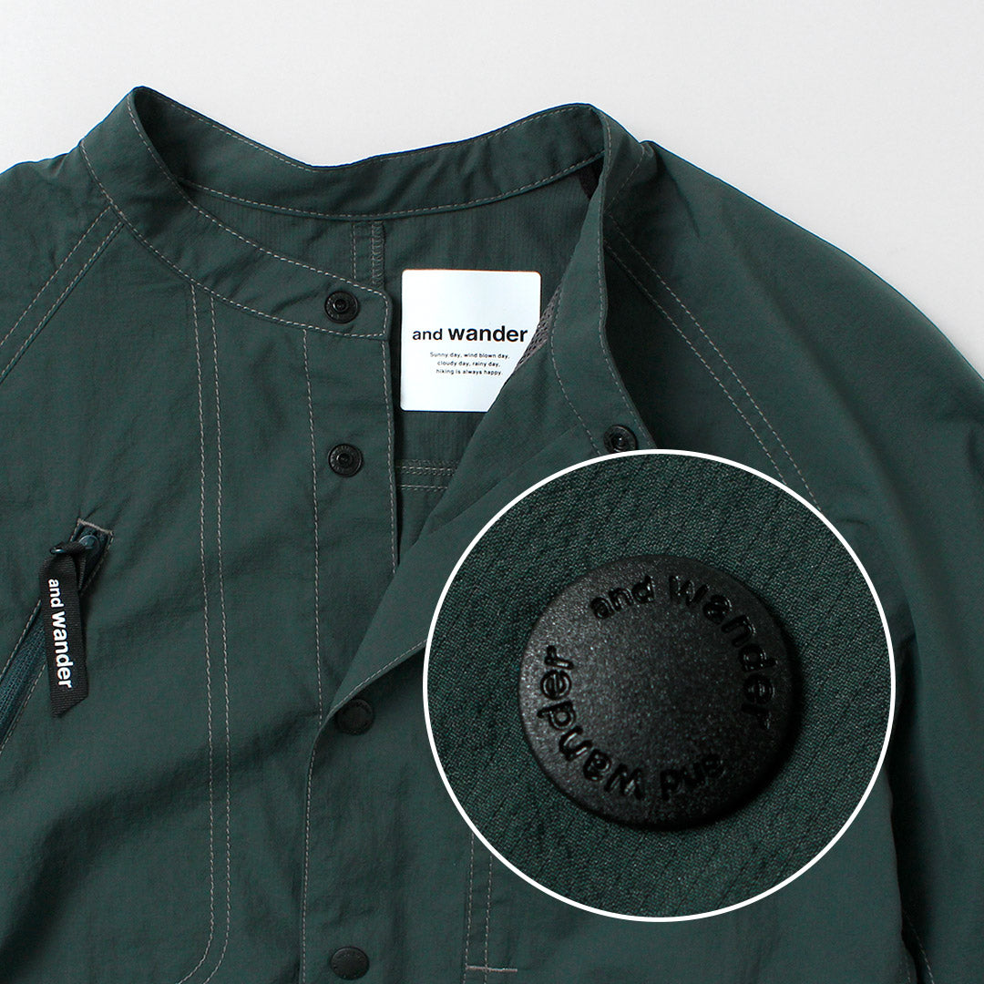 AND WANDER / Stretch Rip Band Collar Shirt