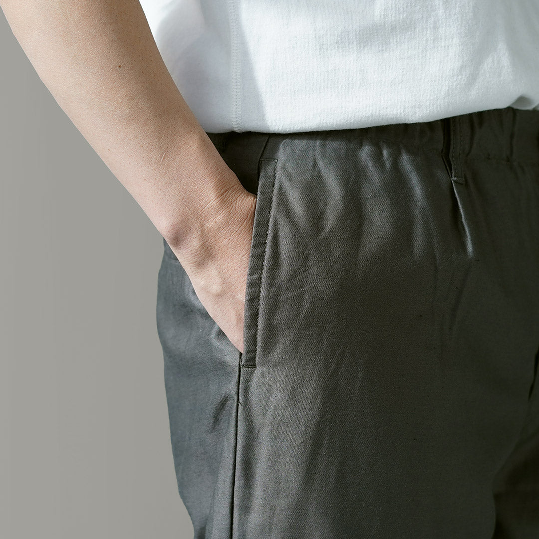 FOB FACTORY / 特殊訂單棉麻斜紋皮休閒褲