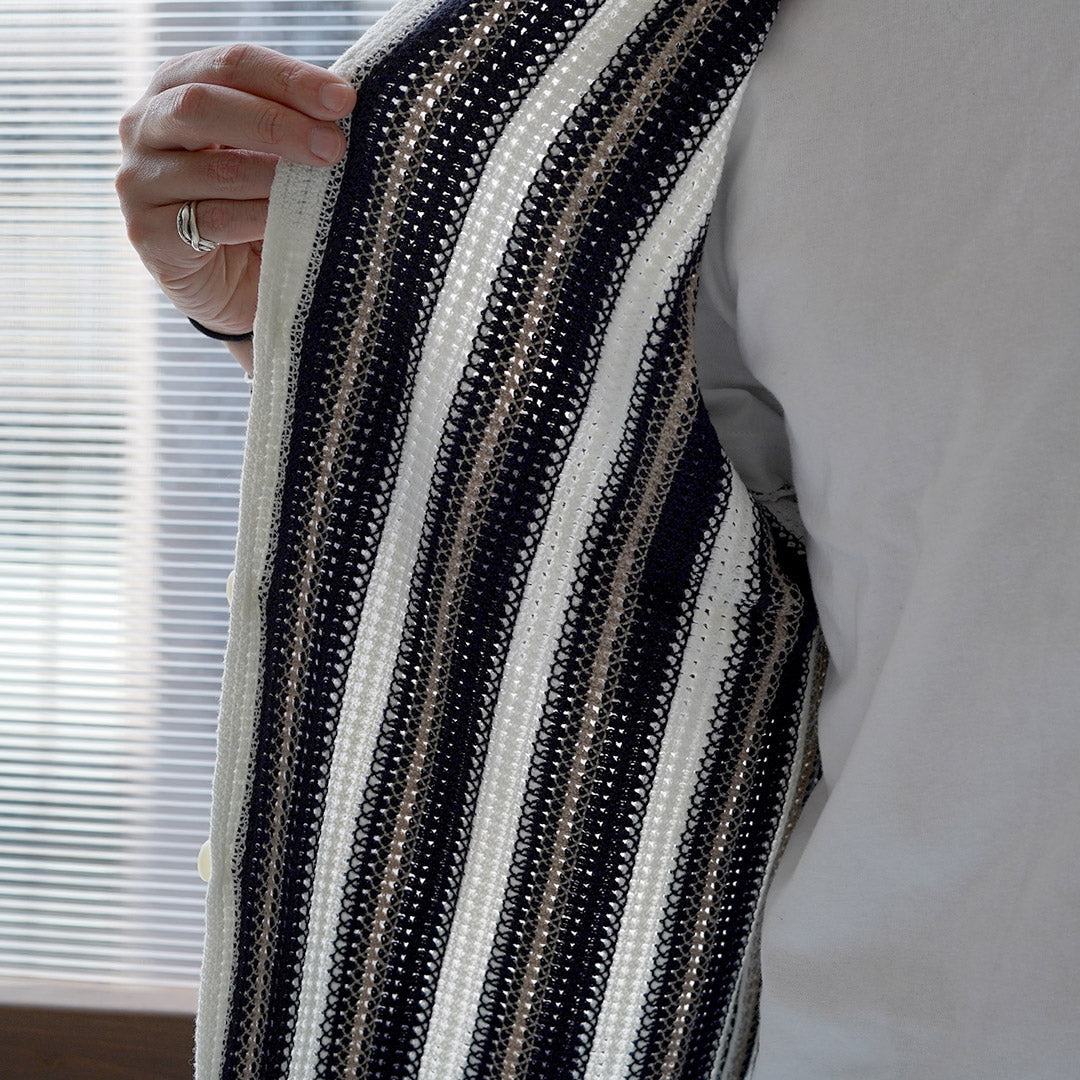 WAX LONDON / Porto Polo Shirt - Stripe Crochet