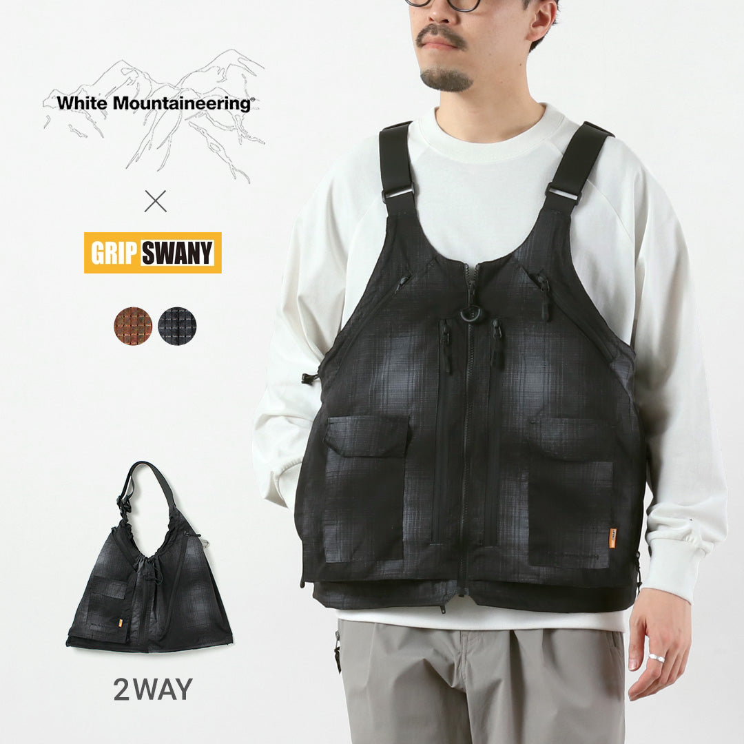 WHITE MOUNTAINEERING / 그립스와니 콜라보레이션 옴브레 체크 2-Way 기어 팩 조끼 4.0 숄더백