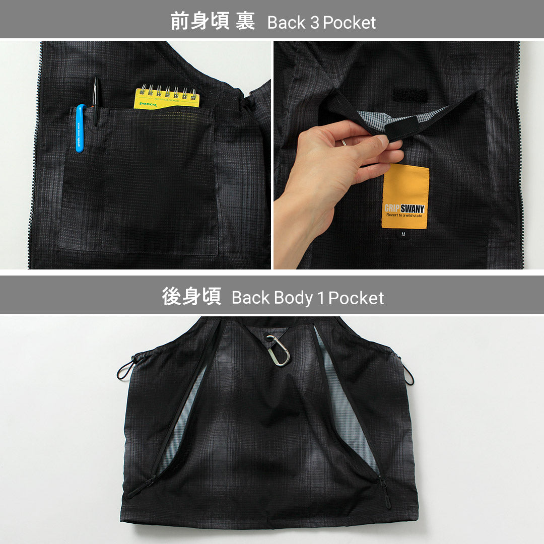 WHITE MOUNTAINEERING / 그립스와니 콜라보레이션 옴브레 체크 2-Way 기어 팩 조끼 4.0 숄더백