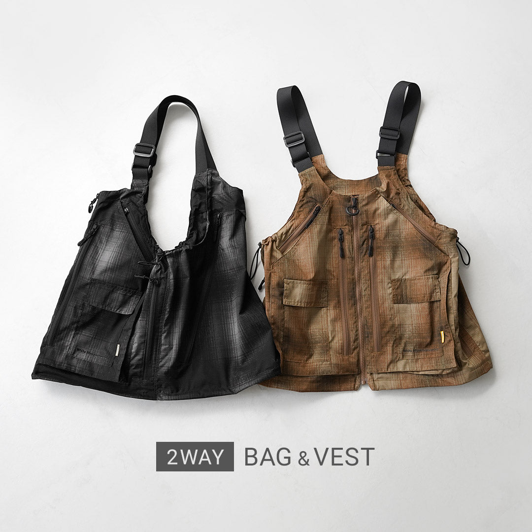 WHITE MOUNTAINEERING / 그립스와니 콜라보레이션 옴브레 체크 2-Way 기어 팩 조끼 4.0 숄더백