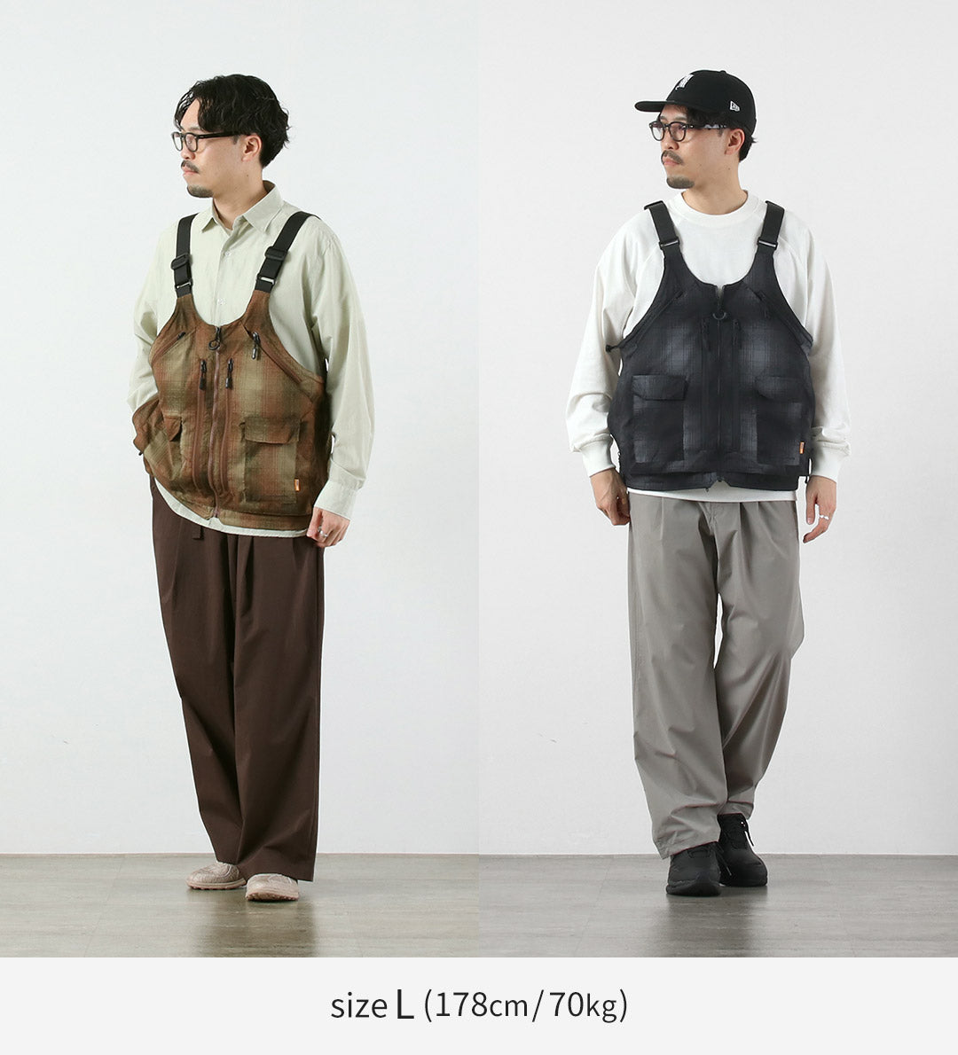 WHITE MOUNTAINEERING / 그립스와니 콜라보레이션 옴브레 체크 2-Way 기어 팩 조끼 4.0 숄더백