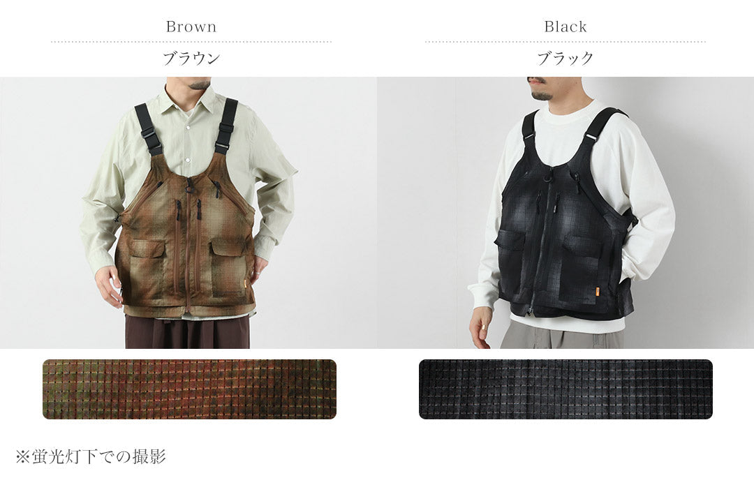 WHITE MOUNTAINEERING / 그립스와니 콜라보레이션 옴브레 체크 2-Way 기어 팩 조끼 4.0 숄더백