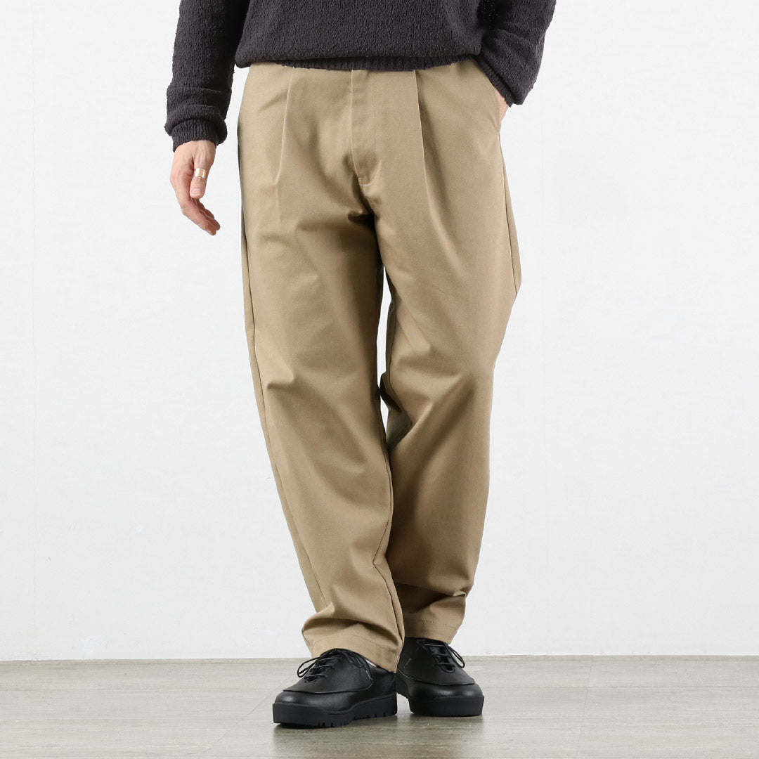 UNIVERSAL OVERALL / Heritage T/C Relax 1-Tuck Pants Bio-Wash STONE CARVER Chino Pants