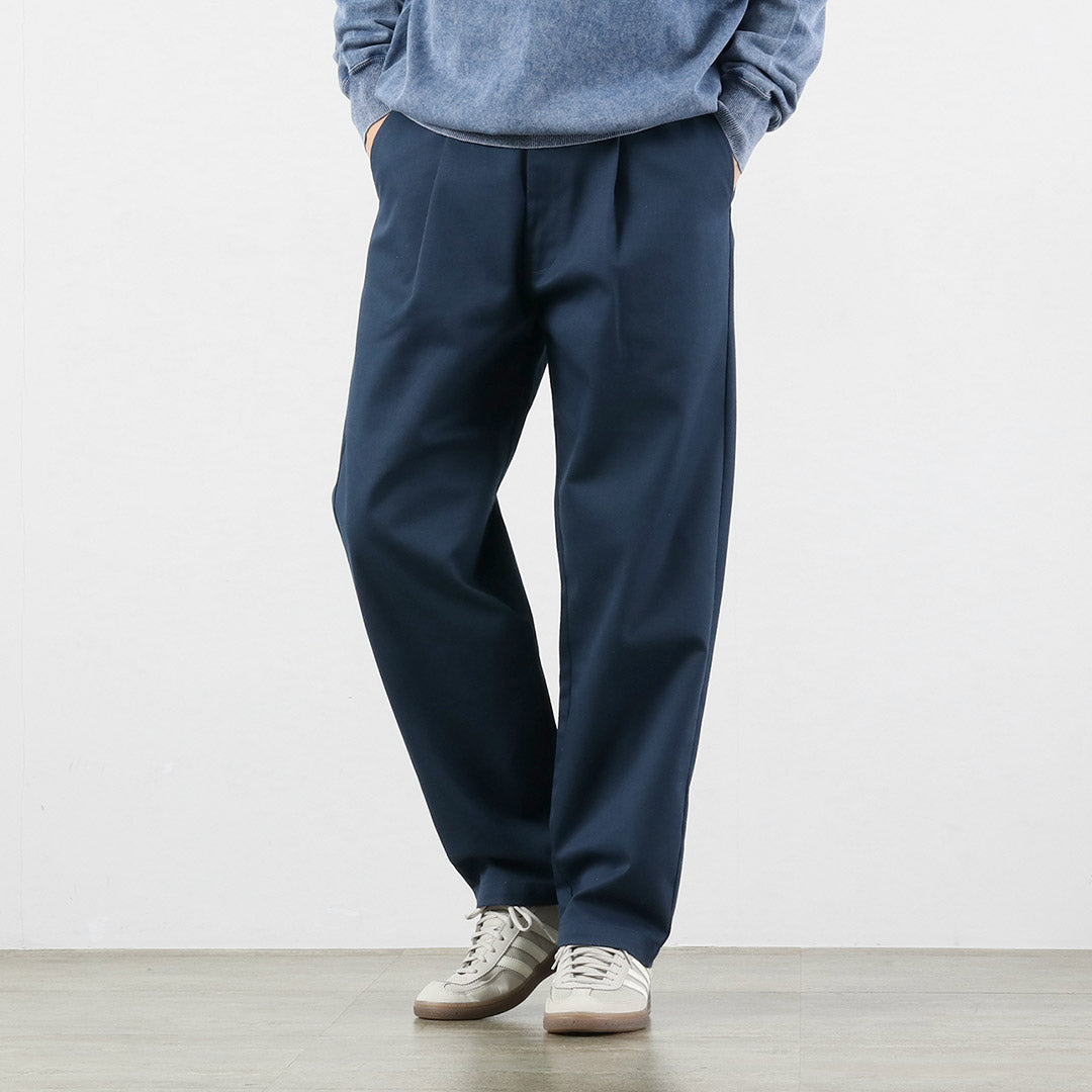 UNIVERSAL OVERALL / Heritage T/C Relax 1-Tuck Pants Bio-Wash STONE CARVER Chino Pants