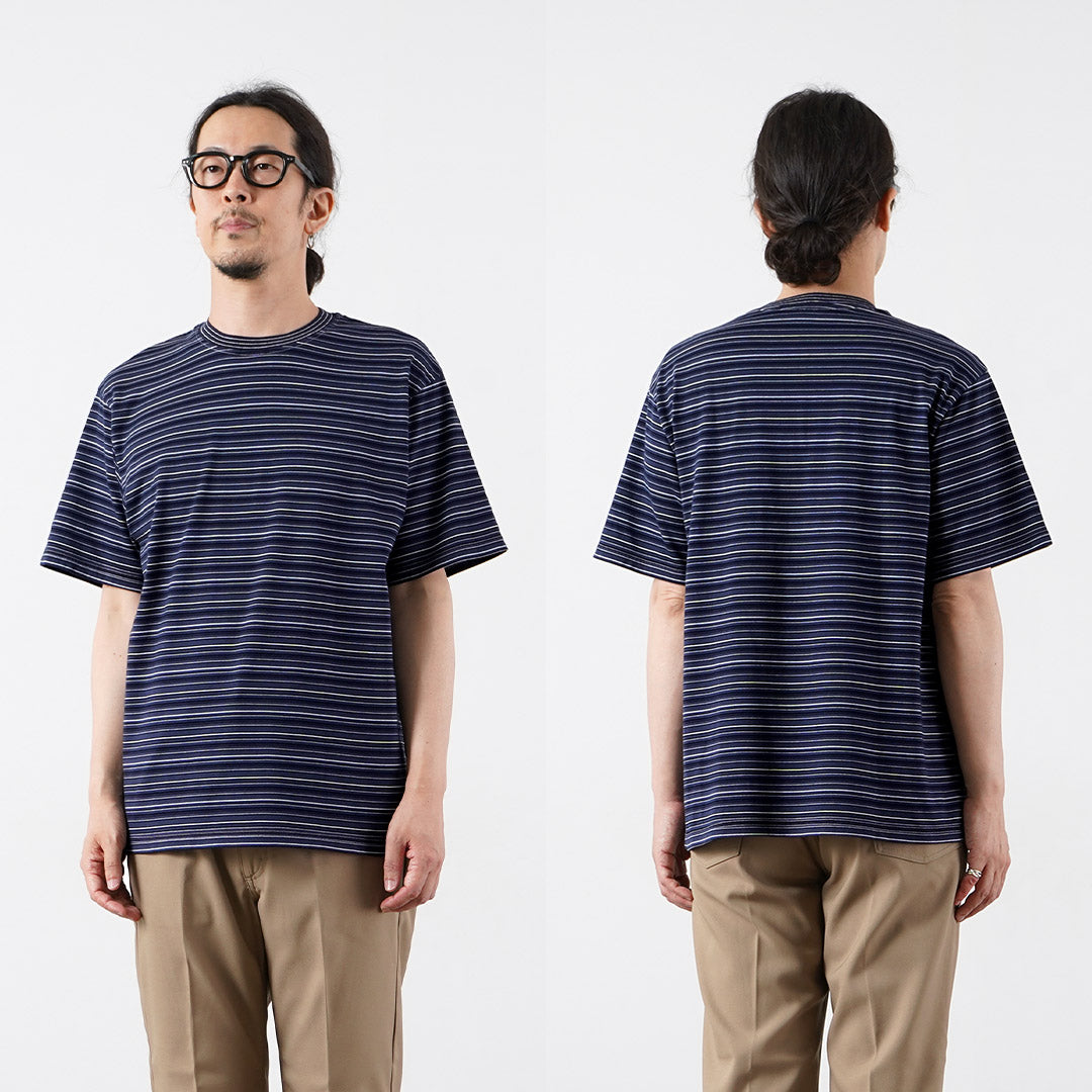 YONETOMI NEW BASIC / Garment-Dyed Striped Short Sleeve T-Shirt