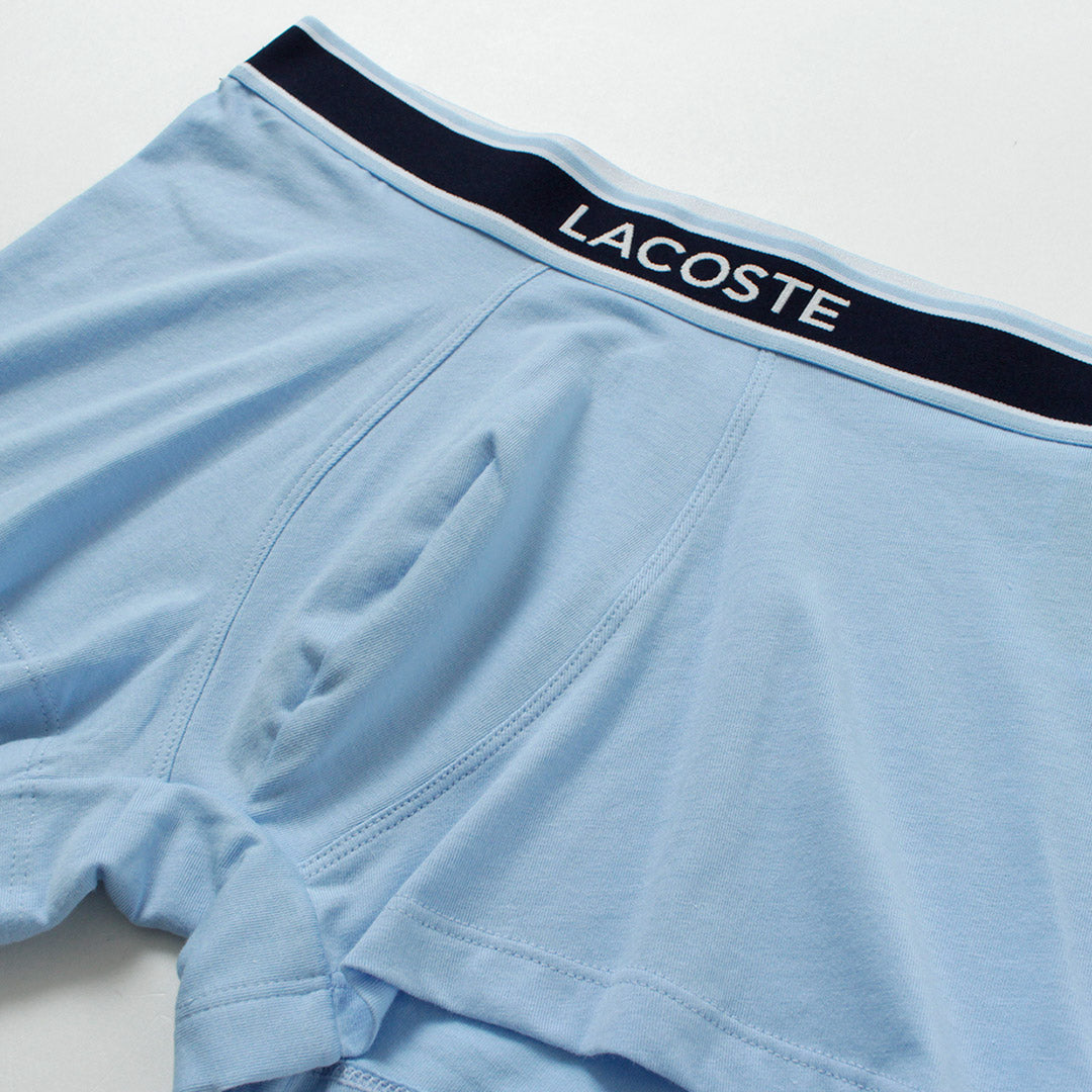 LACOSTE / Monogram and Plain 3-Pack Stretch Cotton Trunks Set