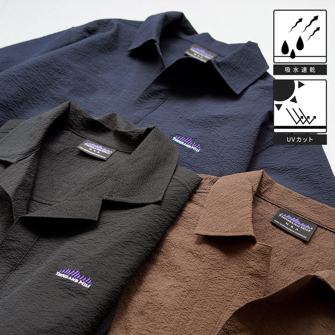 THOUSAND MILE / Chemise Skipper à manches courtes Seersucker