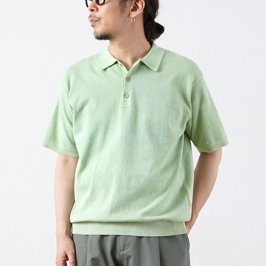 RYE TENDER / Odessa Pigment-Dyed Knit Polo Shirt