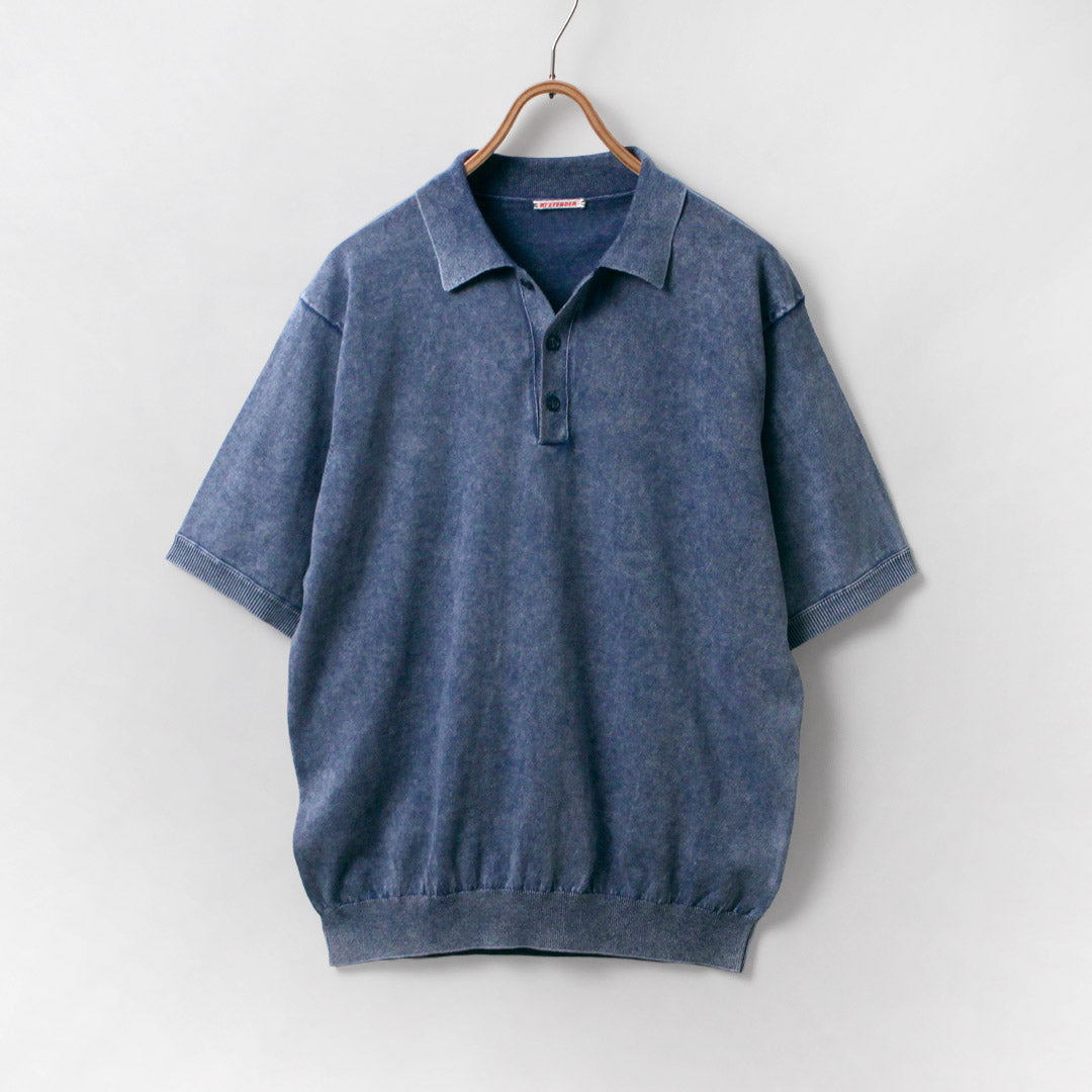 RYE TENDER / Odessa Pigment-Dyed Knit Polo Shirt