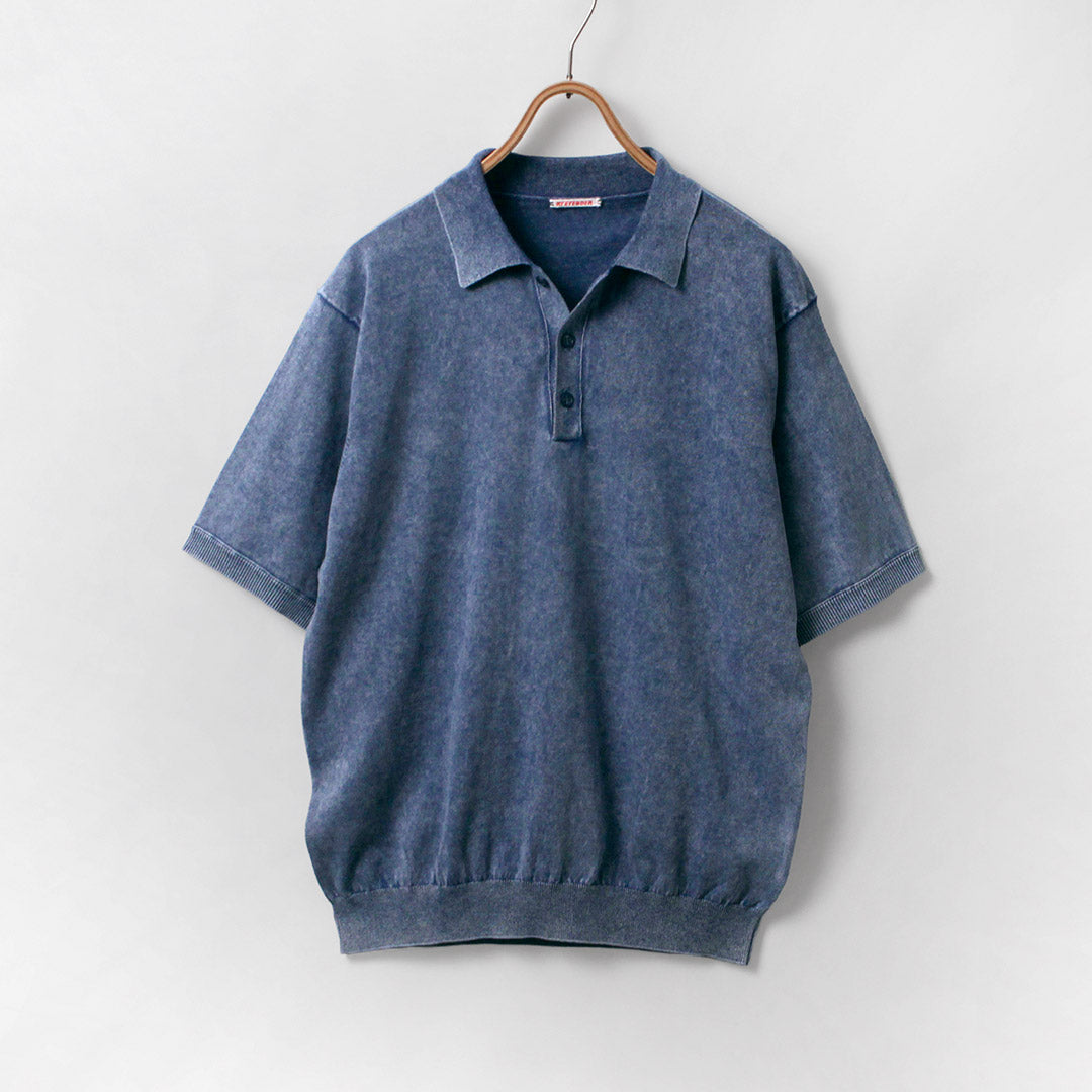 RYE TENDER / Odessa Pigment-Dyed Knit Polo Shirt