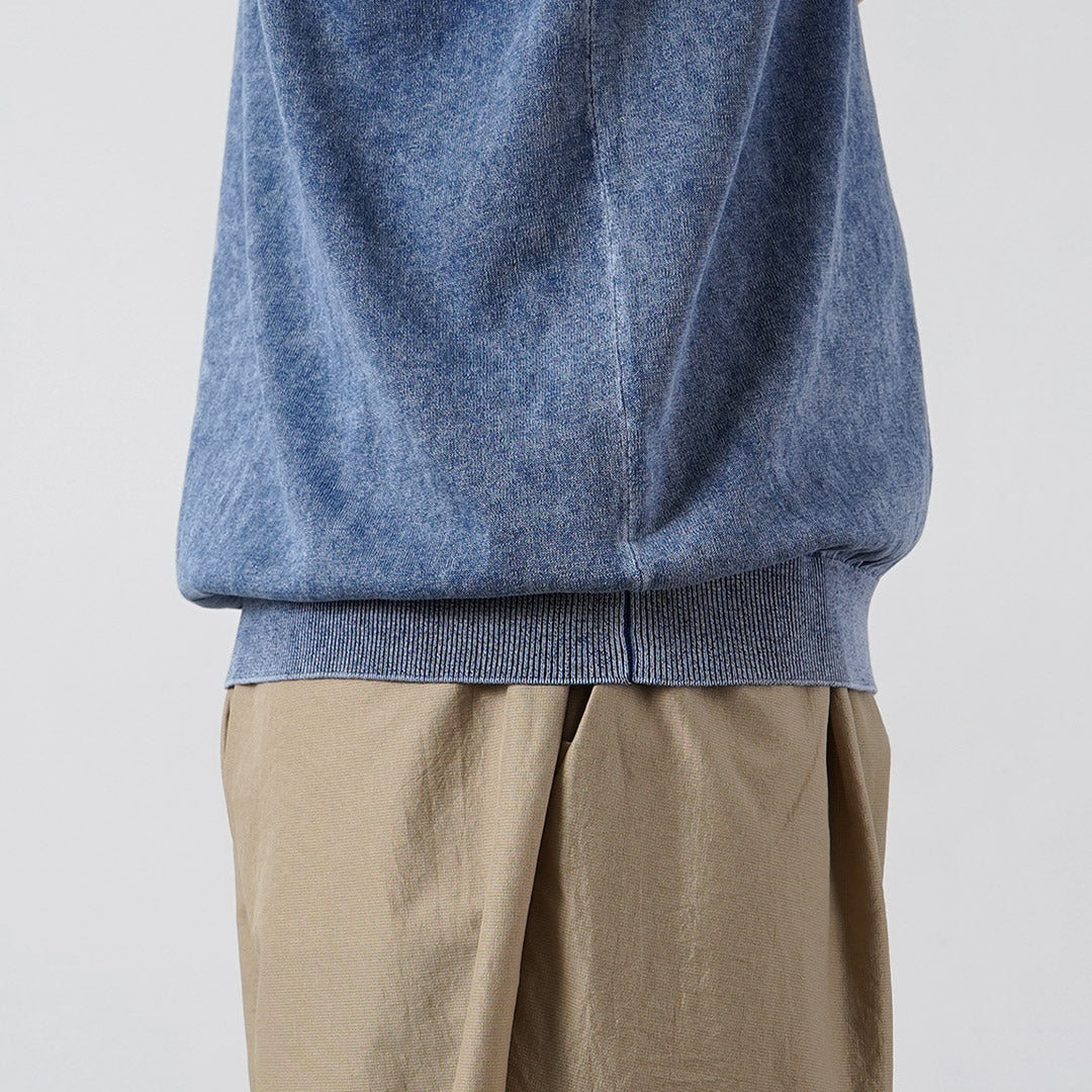 RYE TENDER / Odessa Pigment-Dyed Knit Polo Shirt