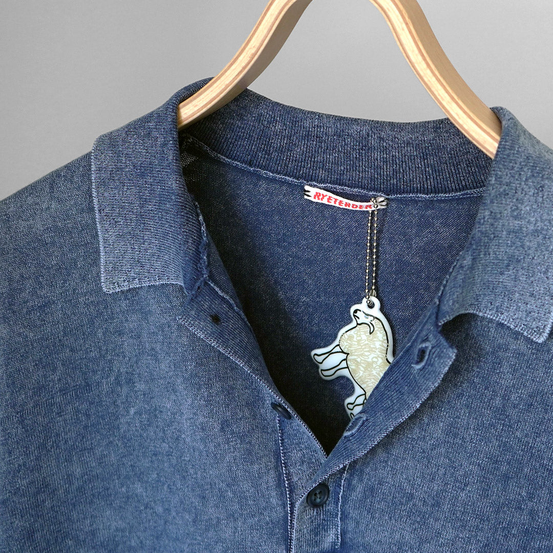 RYE TENDER / Odessa Pigment-Dyed Knit Polo Shirt