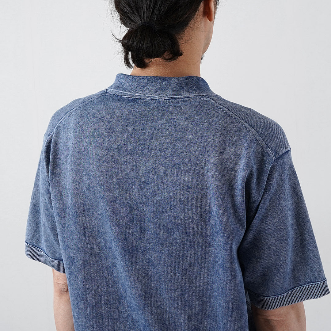 RYE TENDER / Odessa Pigment-Dyed Knit Polo Shirt