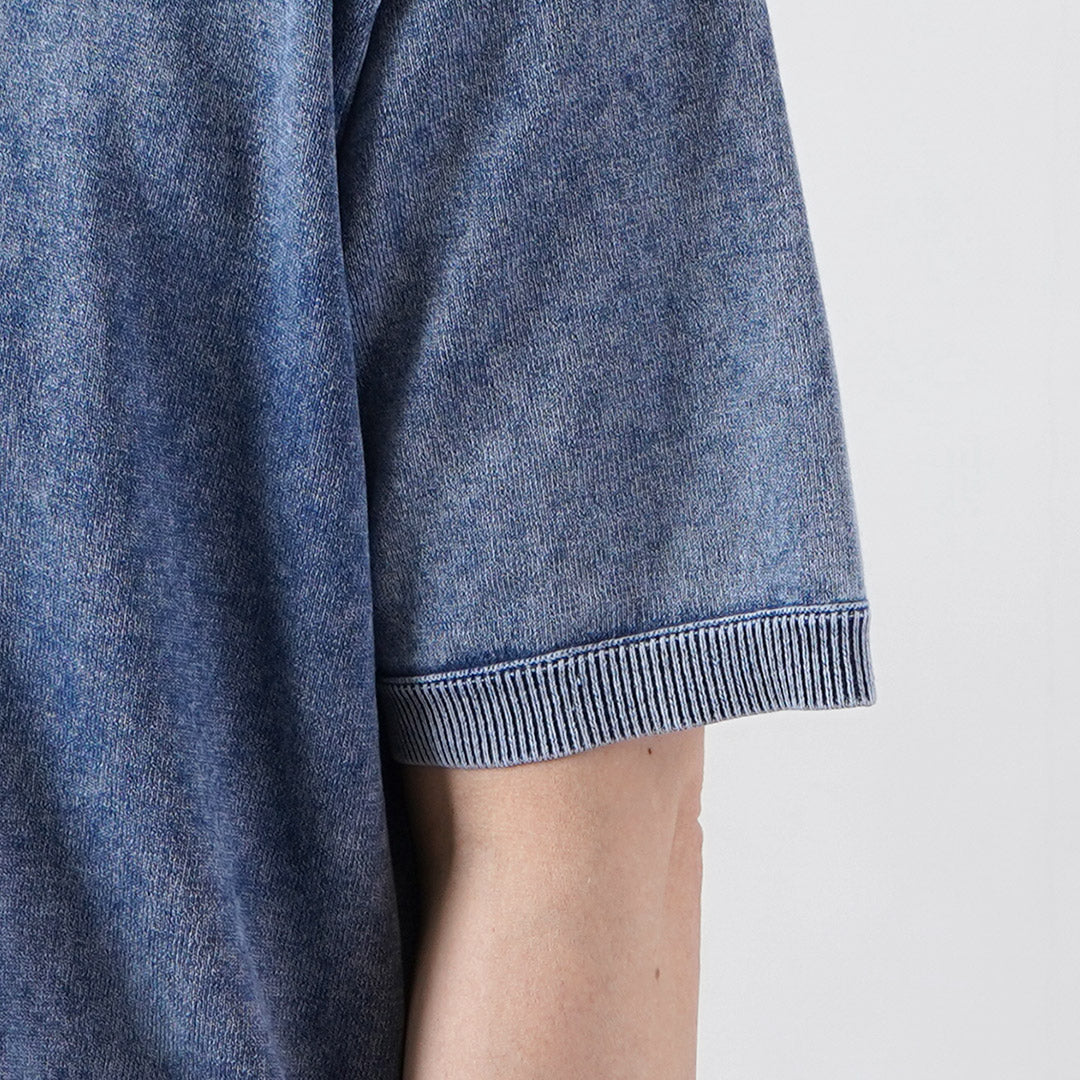 RYE TENDER / Odessa Pigment-Dyed Knit Polo Shirt