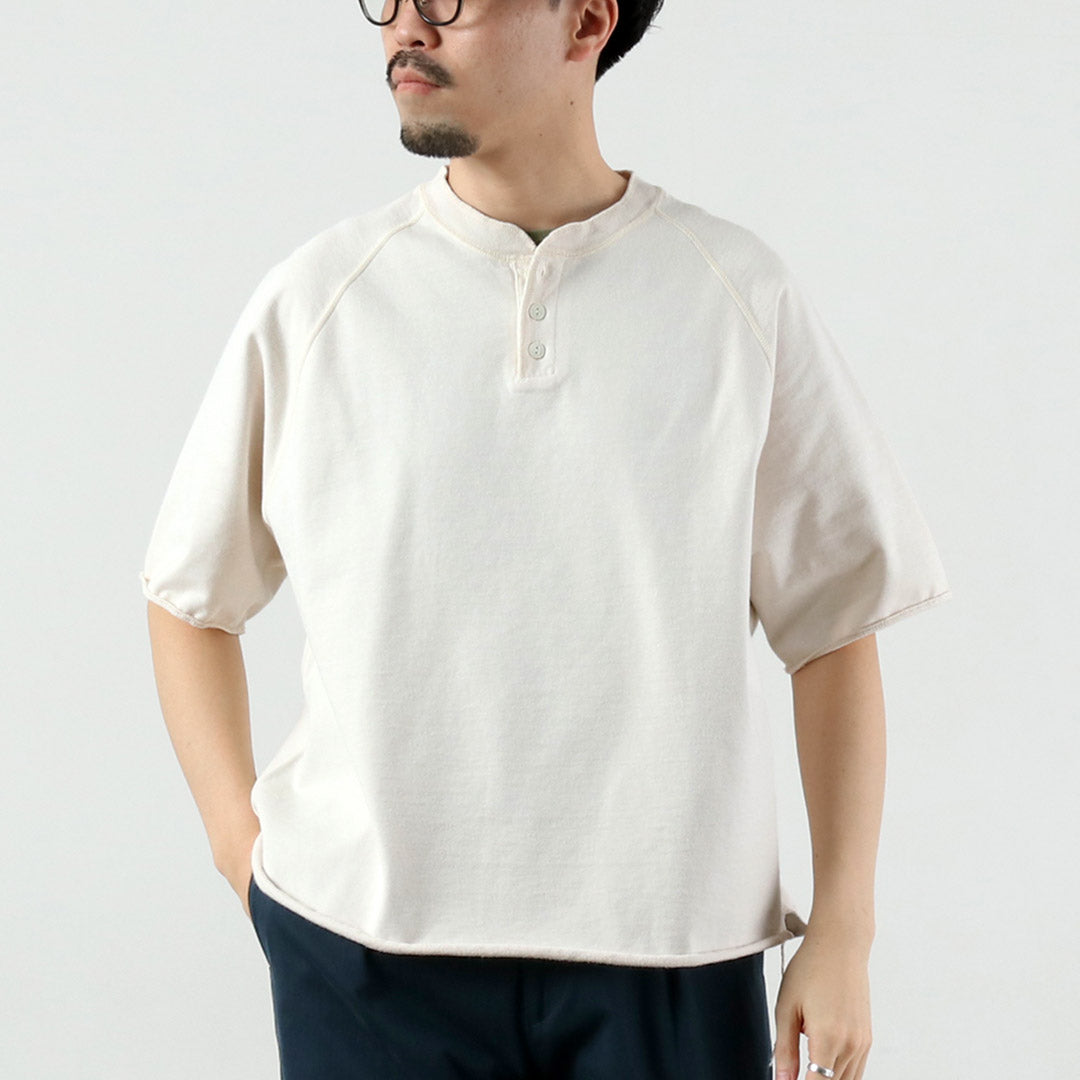 REMI RELIEF / Supima French Terry Henley Neck S/S Crew Sweatshirt