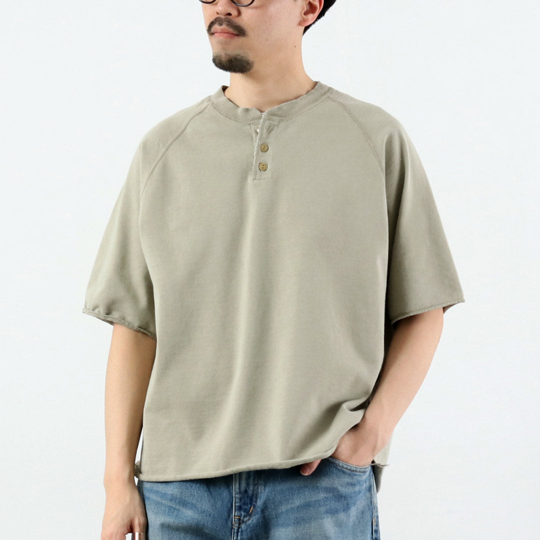 REMI RELIEF / Supima French Terry Henley Neck S/S Crew Sweatshirt