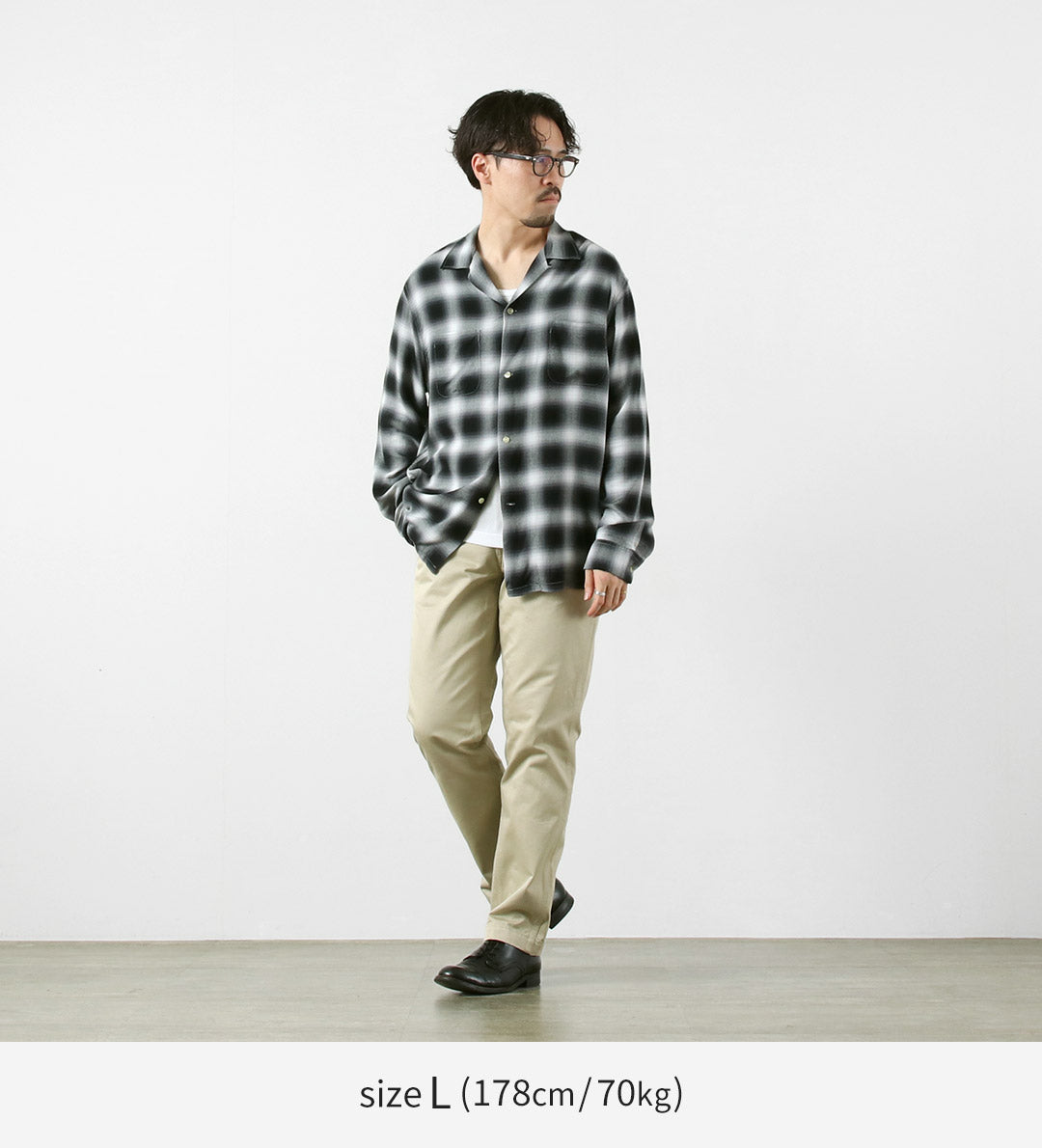 TOWNCRAFT / Chemise à col boucle à manches longues en rayonne ombrée des années 60