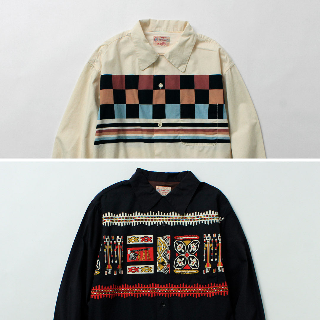 TOWNCRAFT / Printed Long Sleeve Loop Collar Shirt