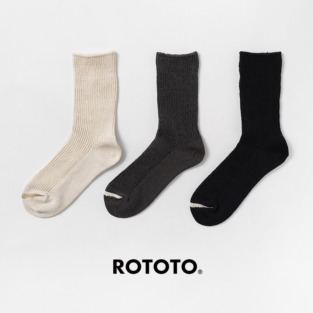 ROTOTO / Chaussettes côtelées en coton recyclé Washi