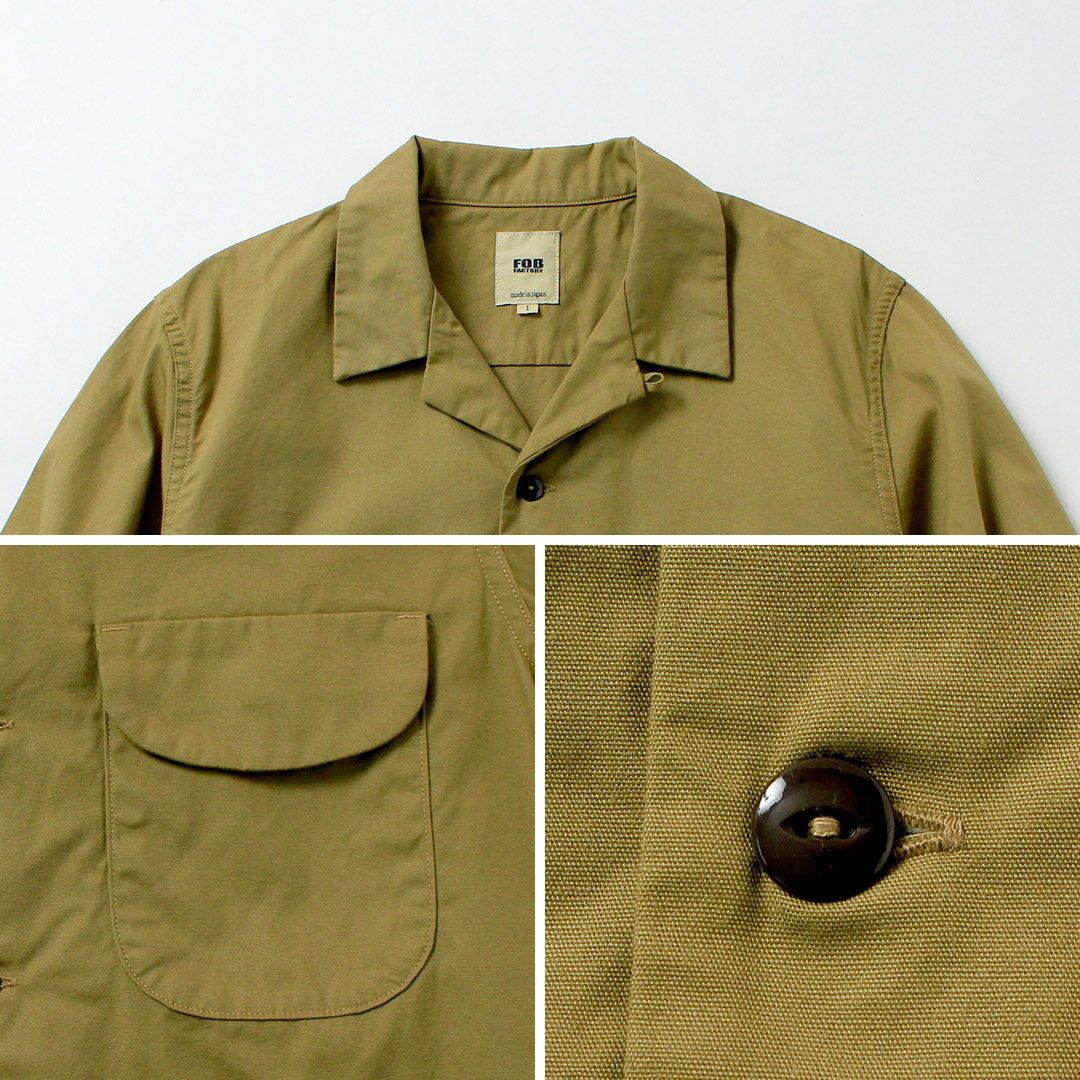 FOB FACTORY / F3515 Camisa Batwing De Popelina Con Cuello Abierto