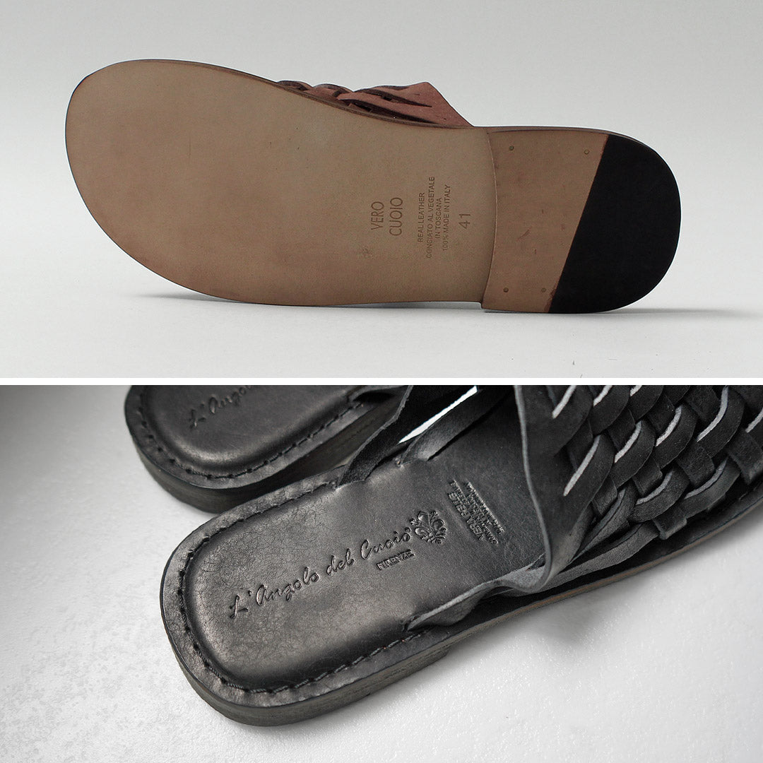 L'ANGOLO DEL CUOIO / Woven Leather Slide Sandals