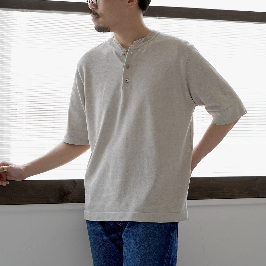 RINASCENTE / T-shirt en tricot à col Henley lavable hybride