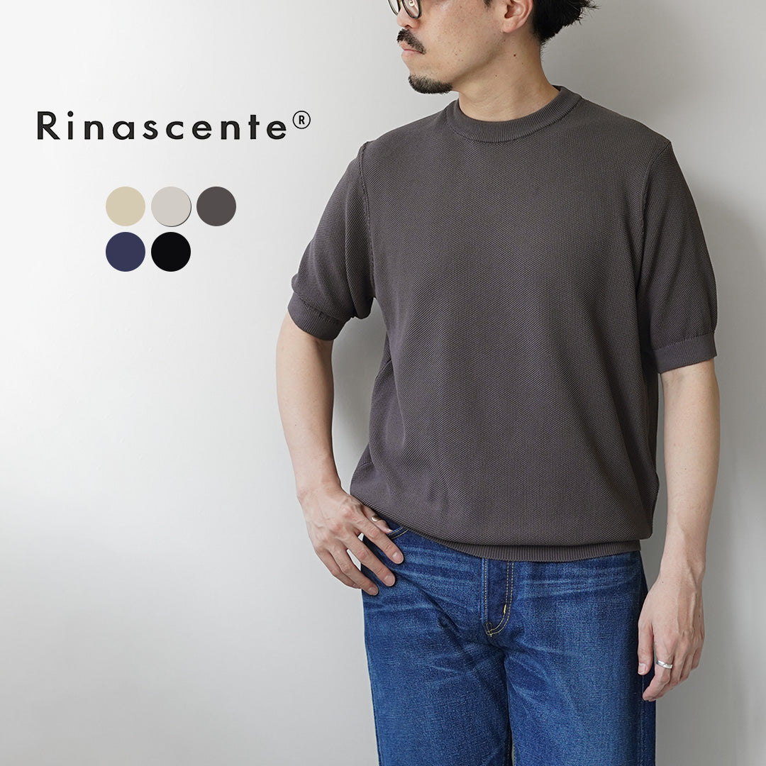 RINASCENTE / Hybrid Washable Pique Crew Neck Knit T-Shirt