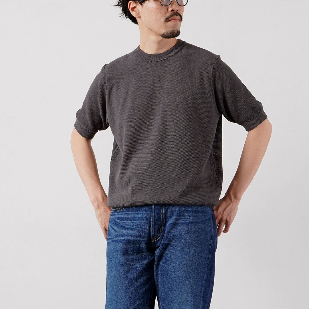 RINASCENTE / Hybrid Washable Pique Crew Neck Knit T-Shirt