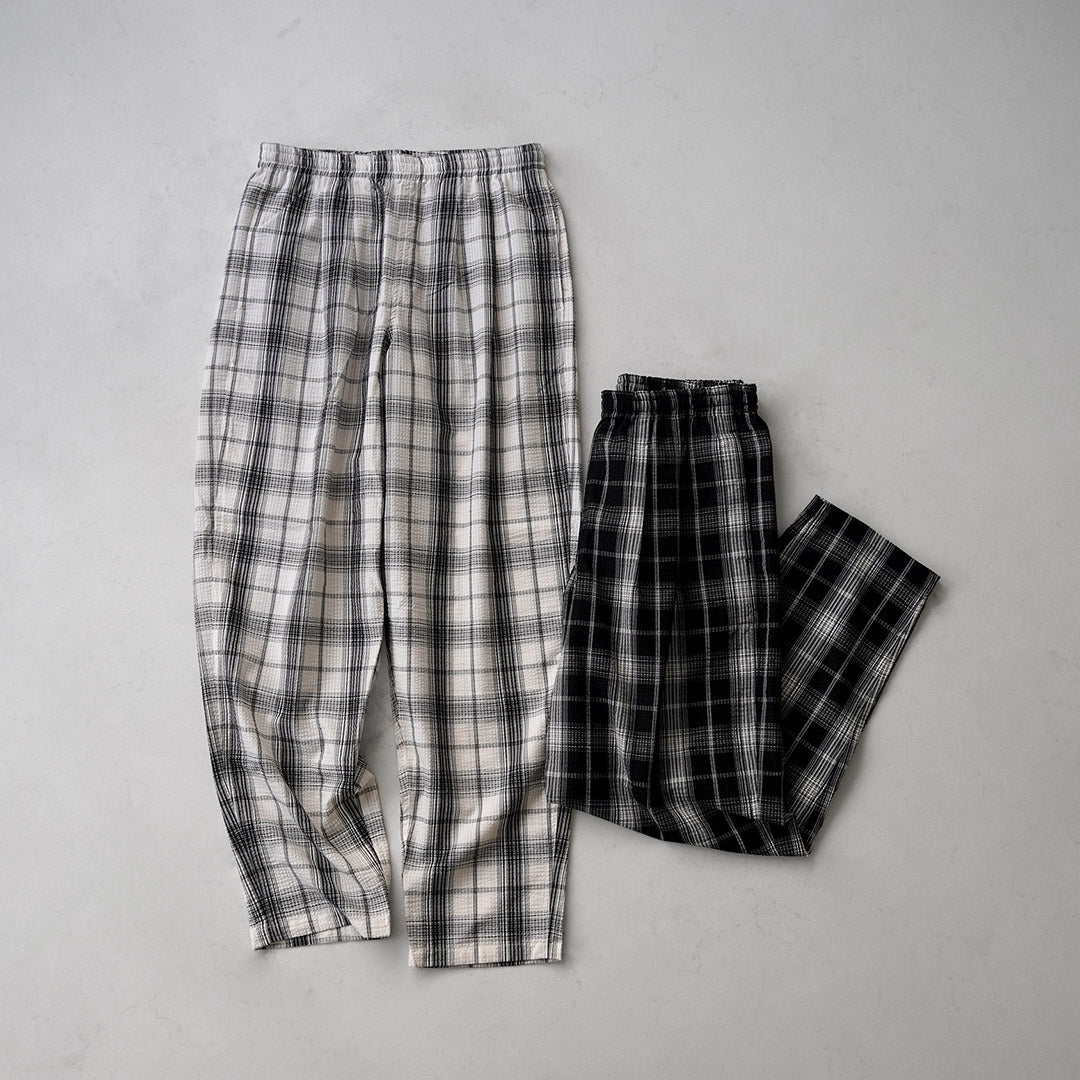 粗麻布服飾 / 泡泡紗格紋運動褲