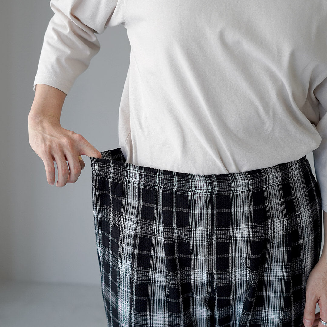 粗麻布服飾 / 泡泡紗格紋運動褲