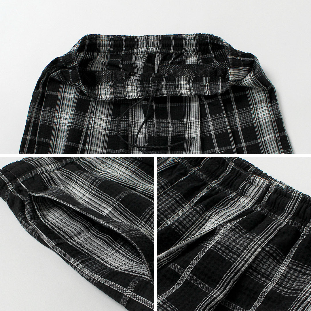 粗麻布服飾 / 泡泡紗格紋運動褲