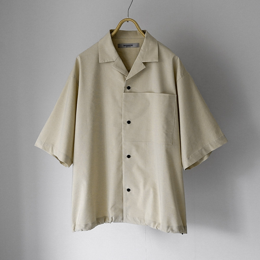 BASISBROEK / Linen-Blend Stretch Open Collar Shirt