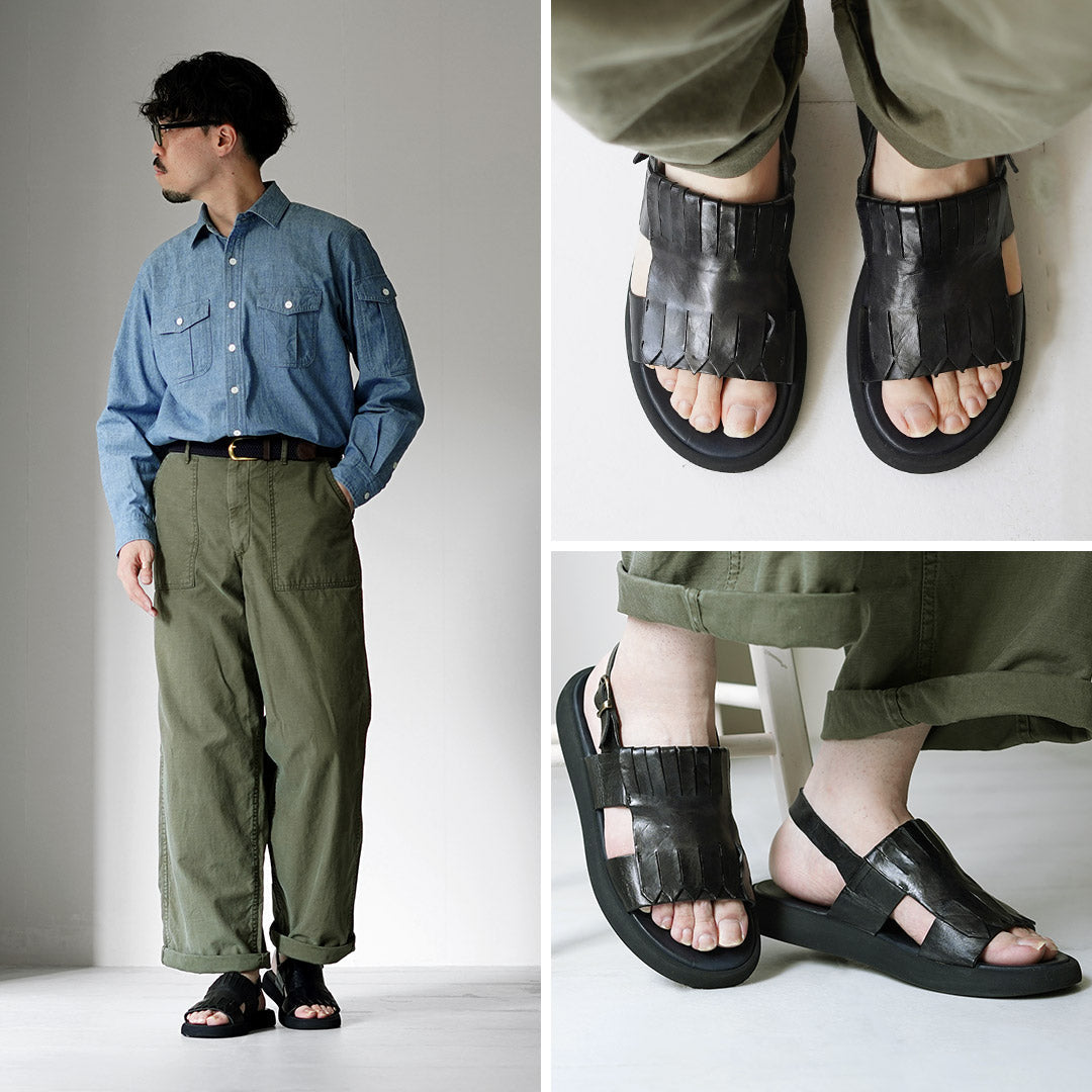 BRADOR / Fringe Platform Leather Sandals