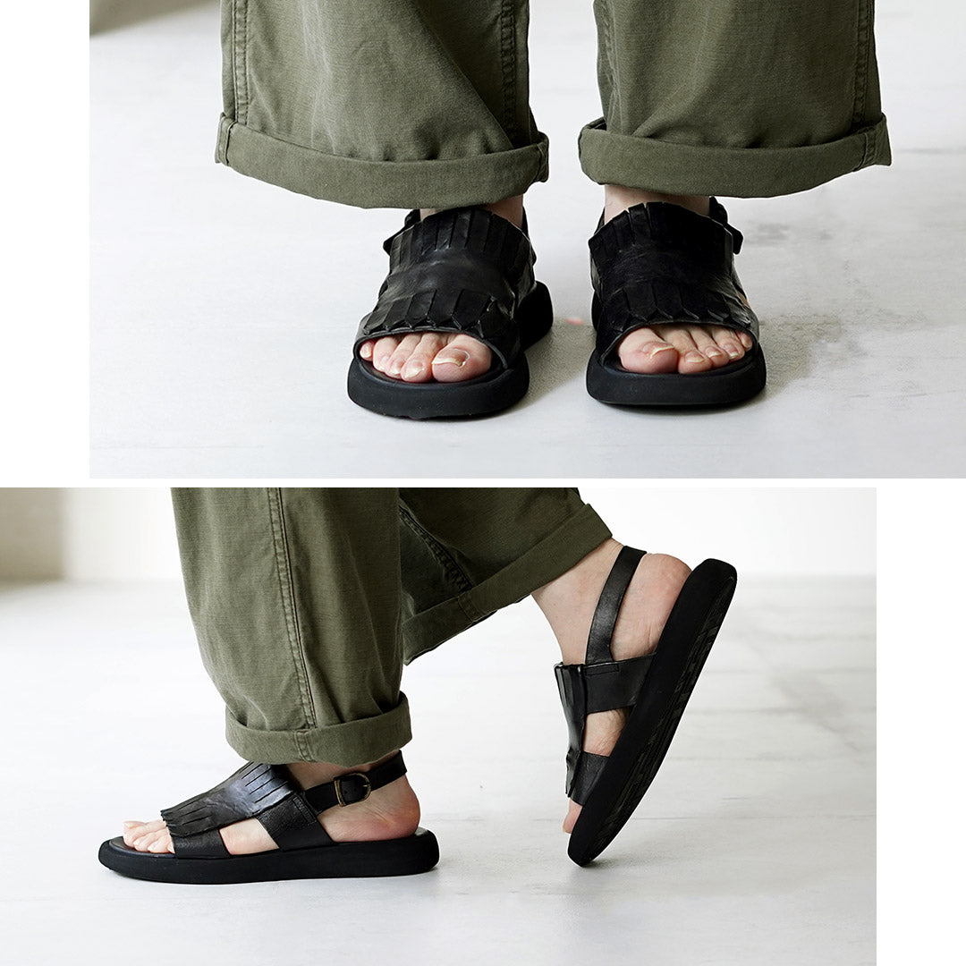 BRADOR / Fringe Platform Leather Sandals