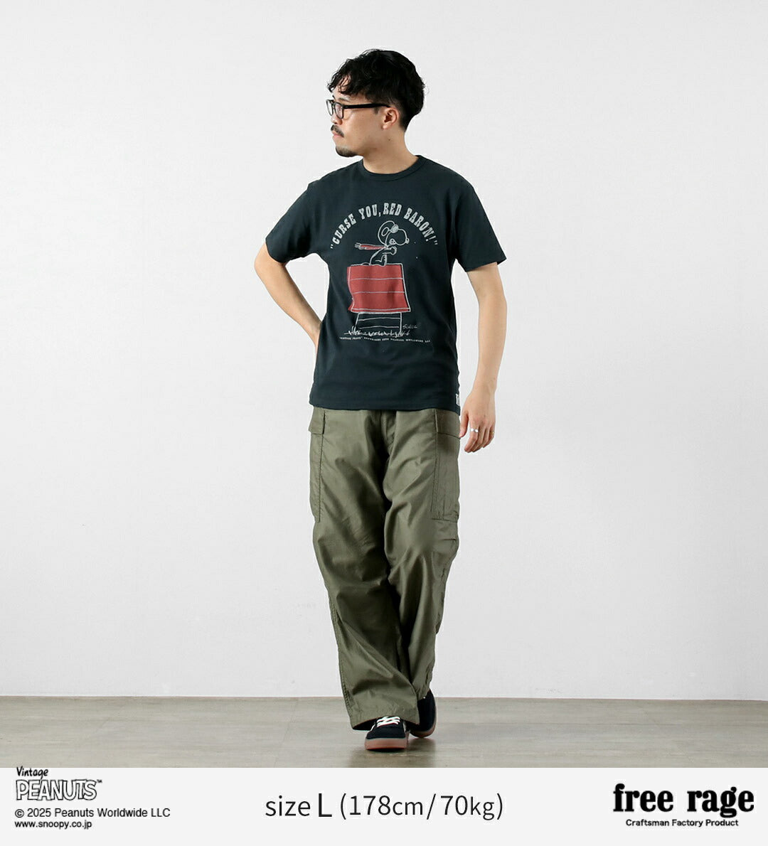 FREE RAGE / PEANUTS×free rage 红男爵印花再生棉短袖T恤