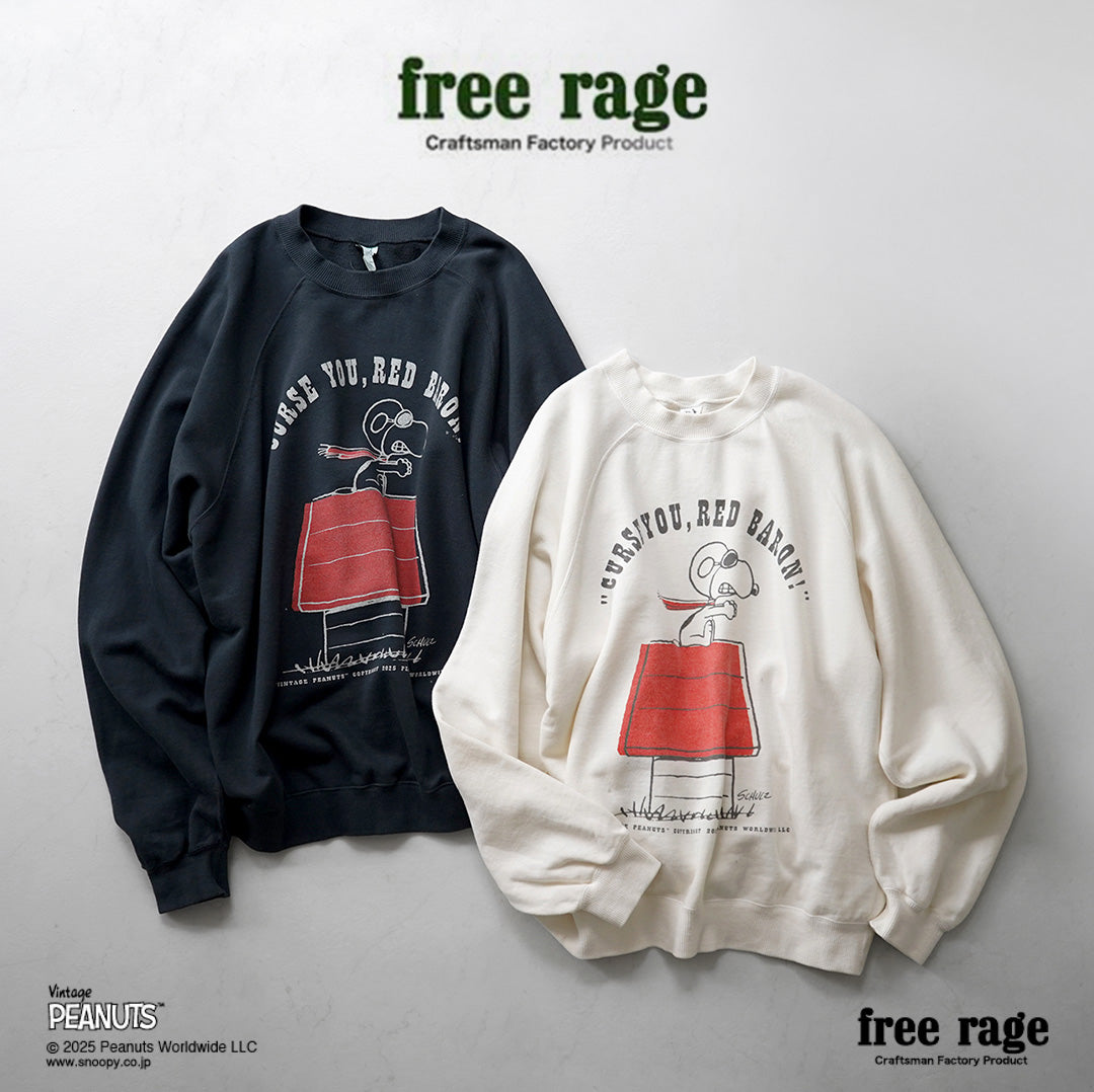FREE RAGE / PEANUTS×free rage RED BARON Print Raglan Sweatshirt