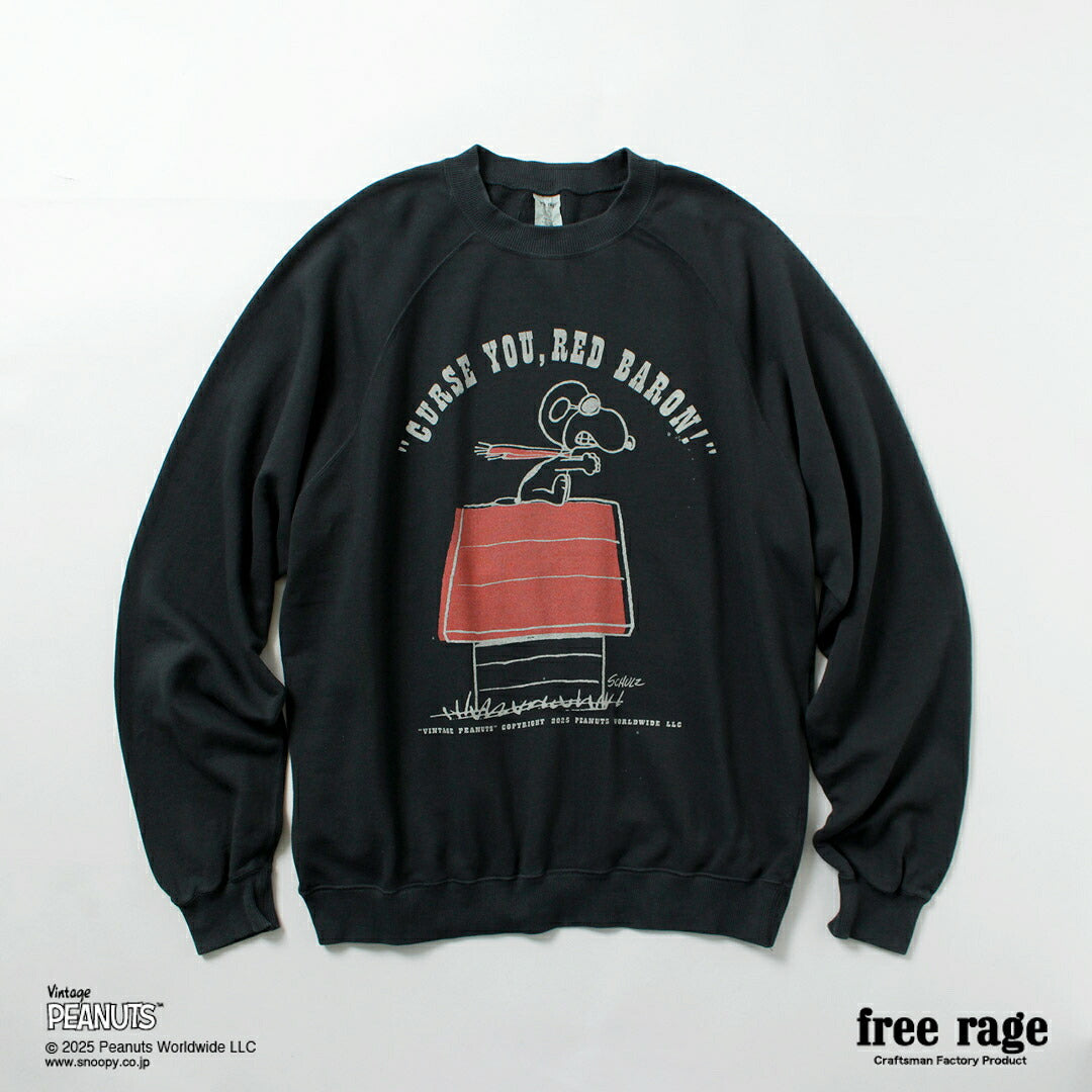 FREE RAGE / PEANUTS×free rage RED BARON Print Raglan Sweatshirt