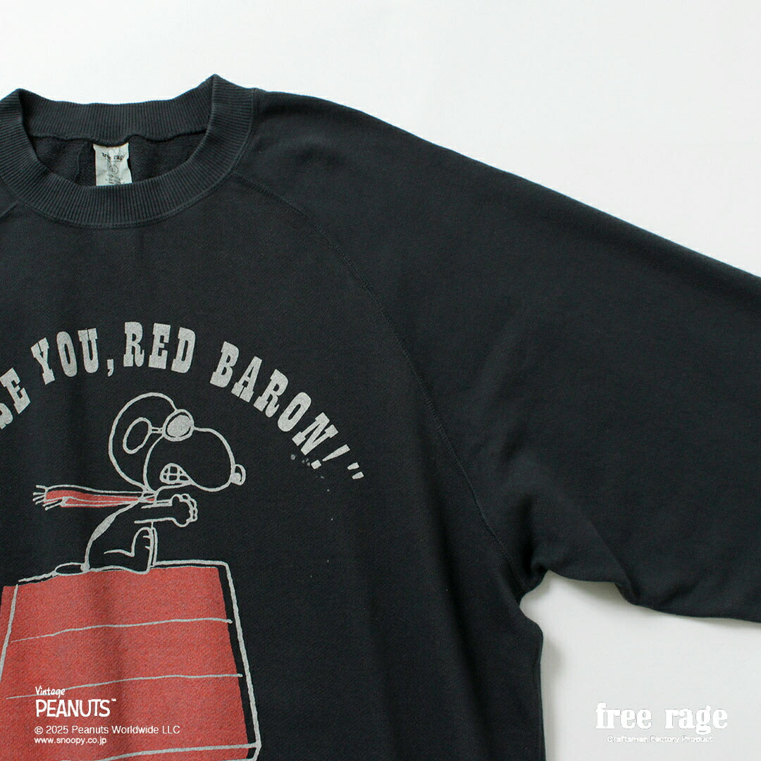 FREE RAGE / PEANUTS×free rage RED BARON Print Raglan Sweatshirt