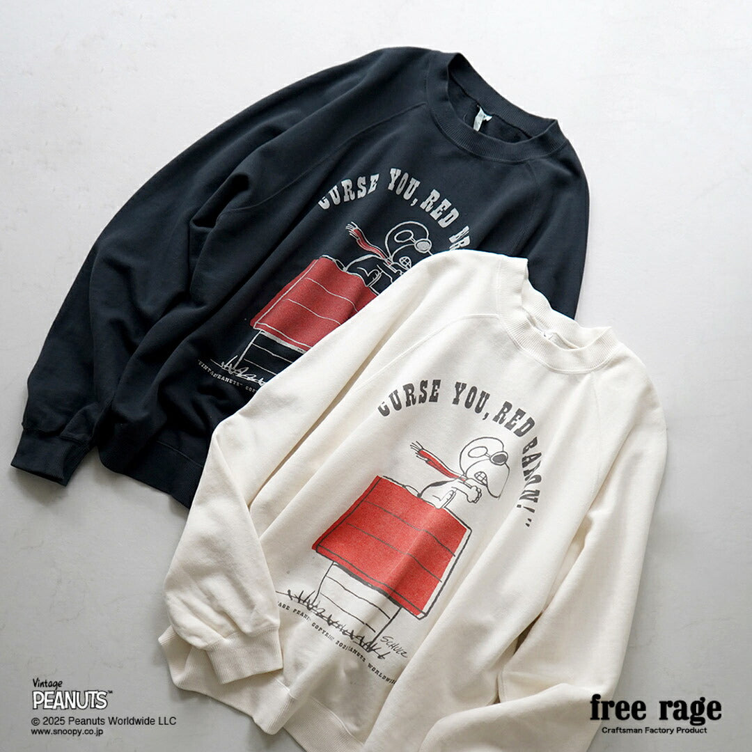 FREE RAGE / PEANUTS×free rage RED BARON Print Raglan Sweatshirt