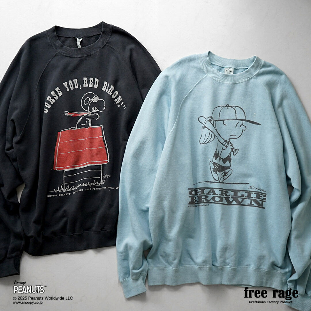 FREE RAGE / PEANUTS×free rage RED BARON Print Raglan Sweatshirt