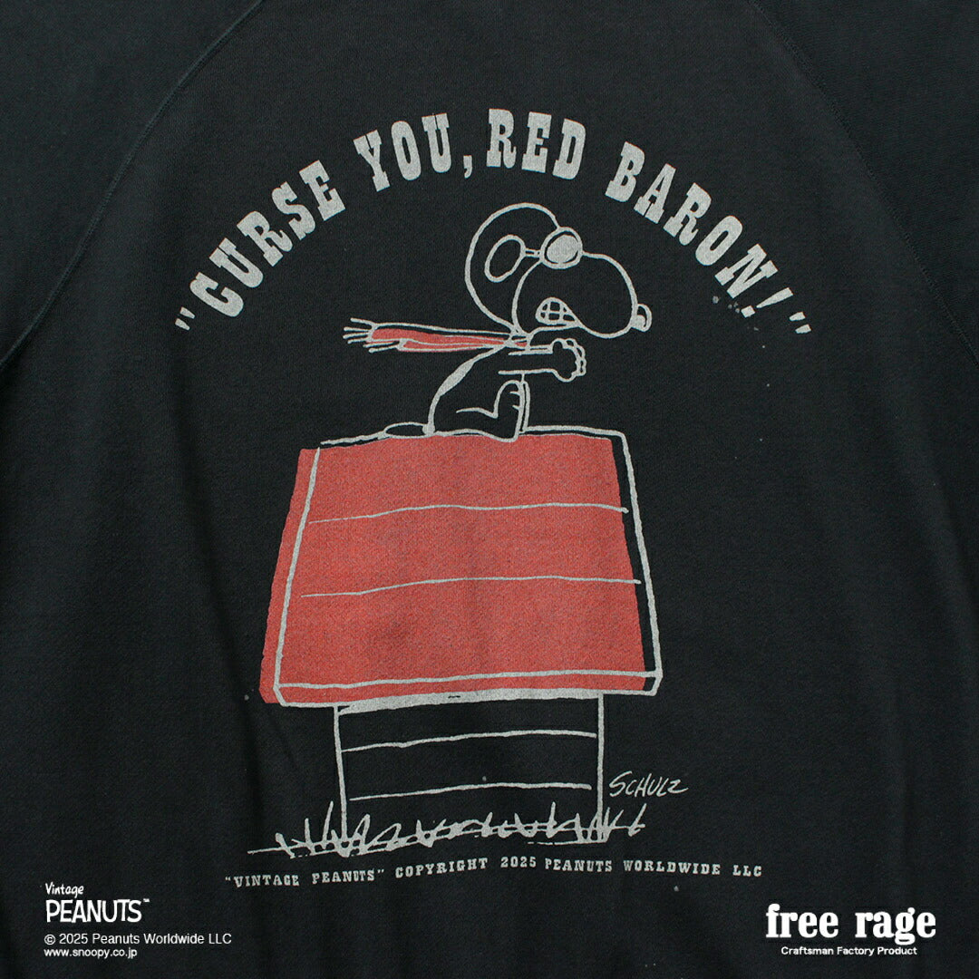 FREE RAGE / PEANUTS×free rage RED BARON Print Raglan Sweatshirt