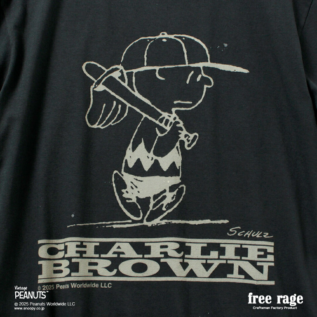 FREE RAGE / PEANUTS×free rage Camiseta de manga corta de algodón reciclado con estampado Charlie Brown