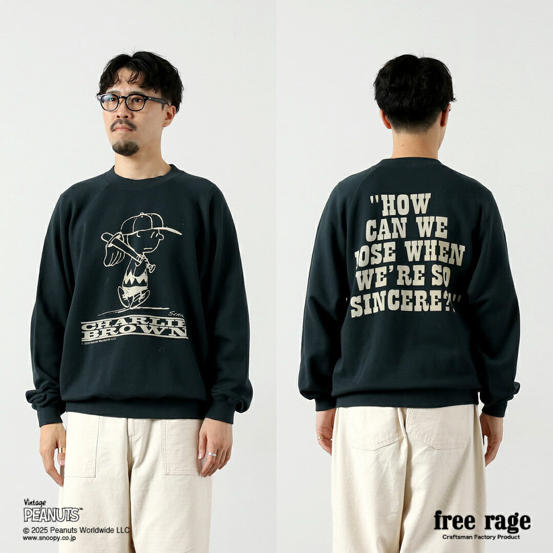 FREE RAGE / PEANUTS×sudadera raglán con estampado Charlie Brown de free rage