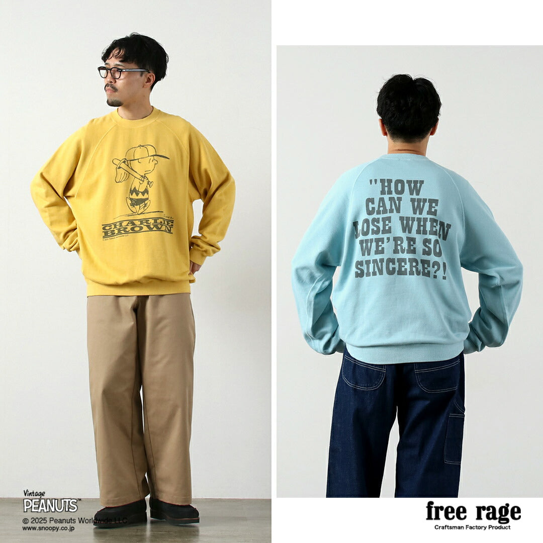 FREE RAGE / PEANUTS×sudadera raglán con estampado Charlie Brown de free rage