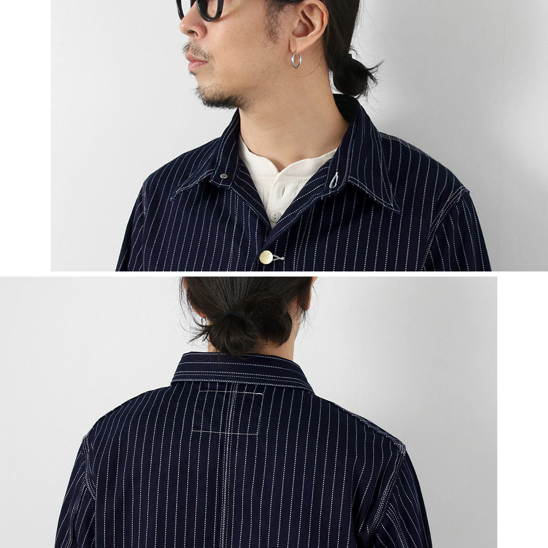 CANNE À SUCRE / Manteau de travail à rayures Wabash 9oz