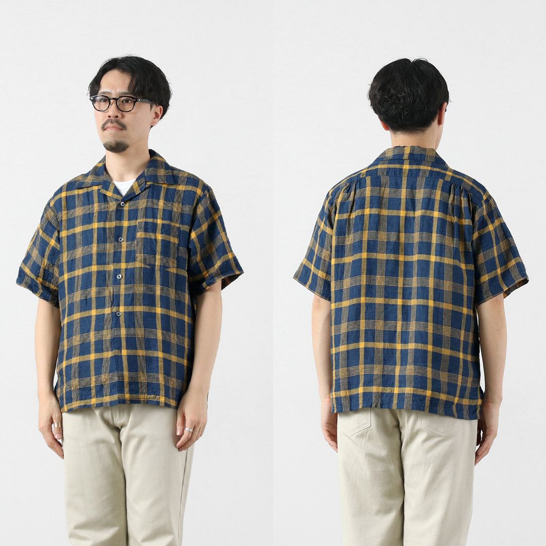 SEUVAS / Linen Open Collar Shirt