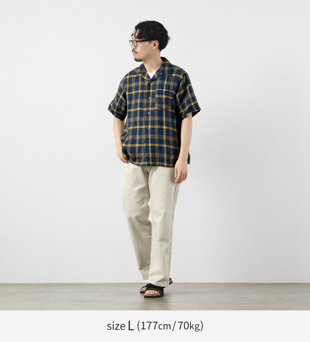 SEUVAS / Linen Open Collar Shirt